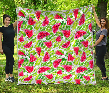 White Summer Watermelon Pattern Print Quilt