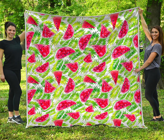 White Summer Watermelon Pattern Print Quilt