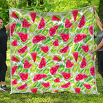 White Summer Watermelon Pattern Print Quilt