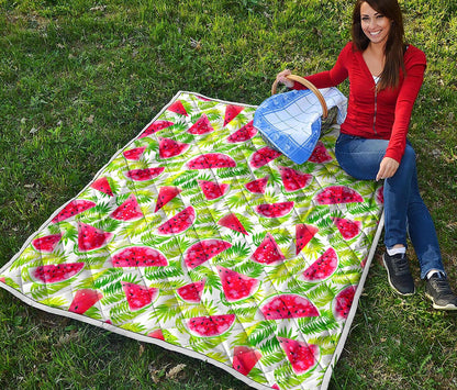 White Summer Watermelon Pattern Print Quilt
