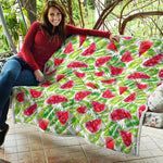White Summer Watermelon Pattern Print Quilt