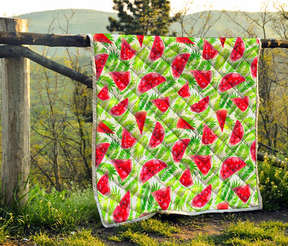 White Summer Watermelon Pattern Print Quilt