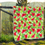 White Summer Watermelon Pattern Print Quilt