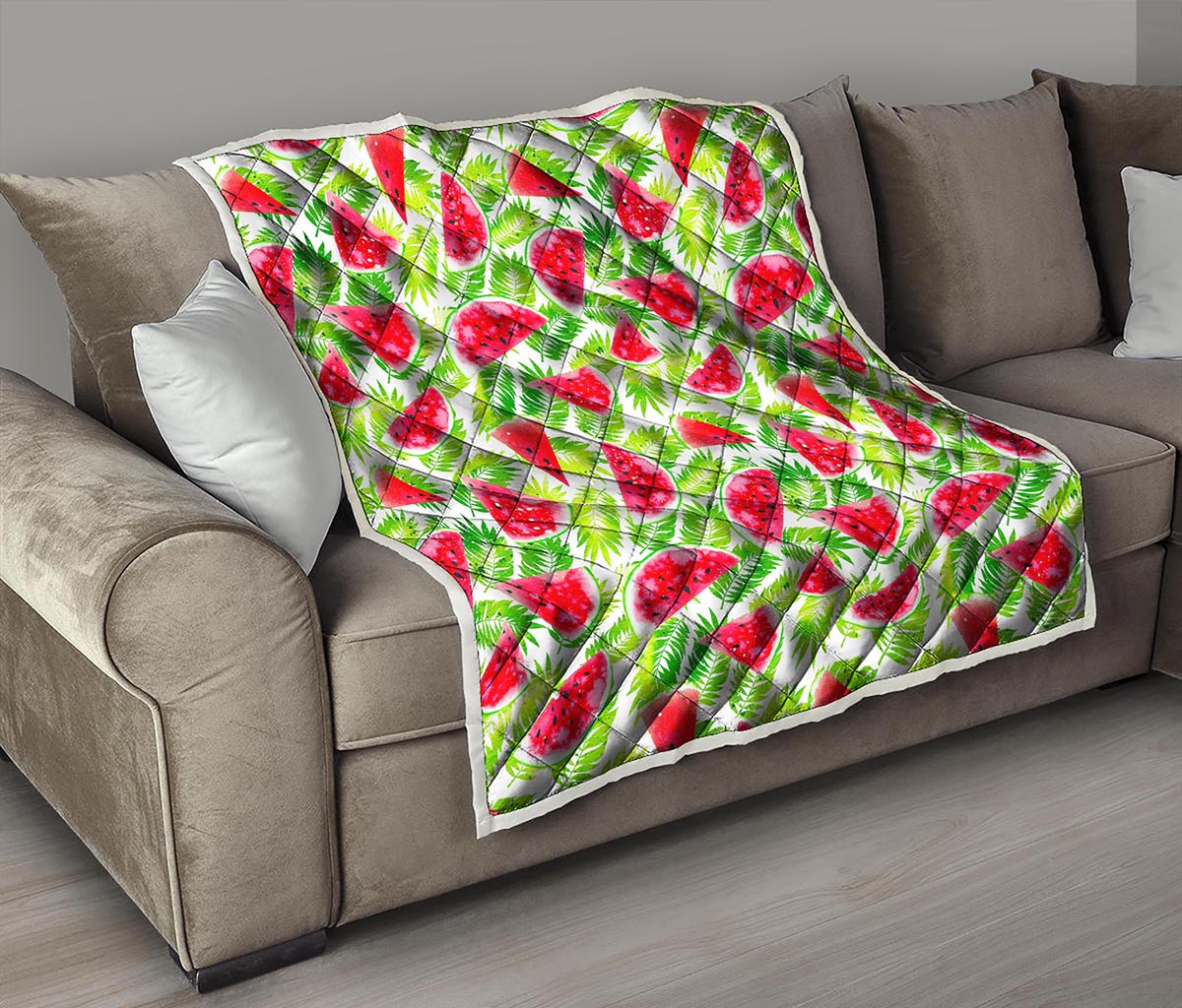 White Summer Watermelon Pattern Print Quilt