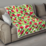 White Summer Watermelon Pattern Print Quilt