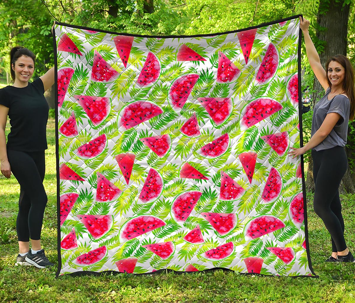 White Summer Watermelon Pattern Print Quilt