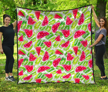 White Summer Watermelon Pattern Print Quilt