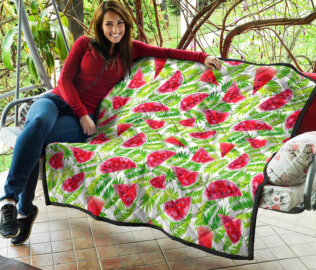 White Summer Watermelon Pattern Print Quilt