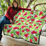 White Summer Watermelon Pattern Print Quilt