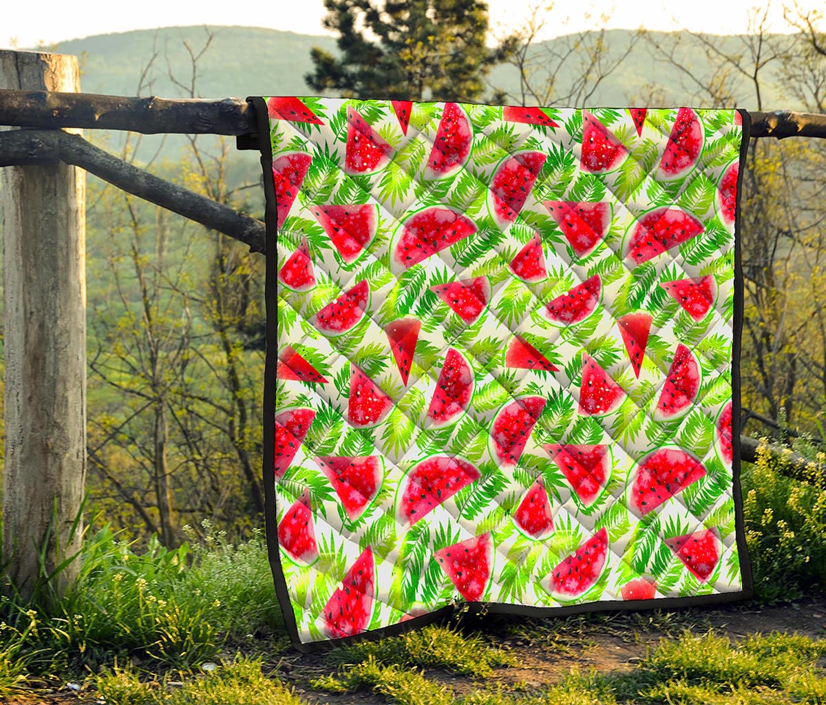 White Summer Watermelon Pattern Print Quilt