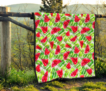 White Summer Watermelon Pattern Print Quilt