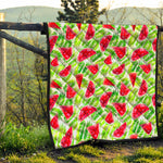 White Summer Watermelon Pattern Print Quilt