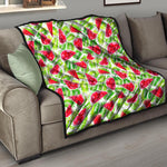 White Summer Watermelon Pattern Print Quilt