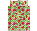 White Summer Watermelon Pattern Print Quilt Bed Set