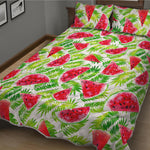 White Summer Watermelon Pattern Print Quilt Bed Set