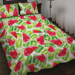 White Summer Watermelon Pattern Print Quilt Bed Set