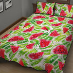 White Summer Watermelon Pattern Print Quilt Bed Set