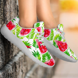 White Summer Watermelon Pattern Print Sport Shoes GearFrost