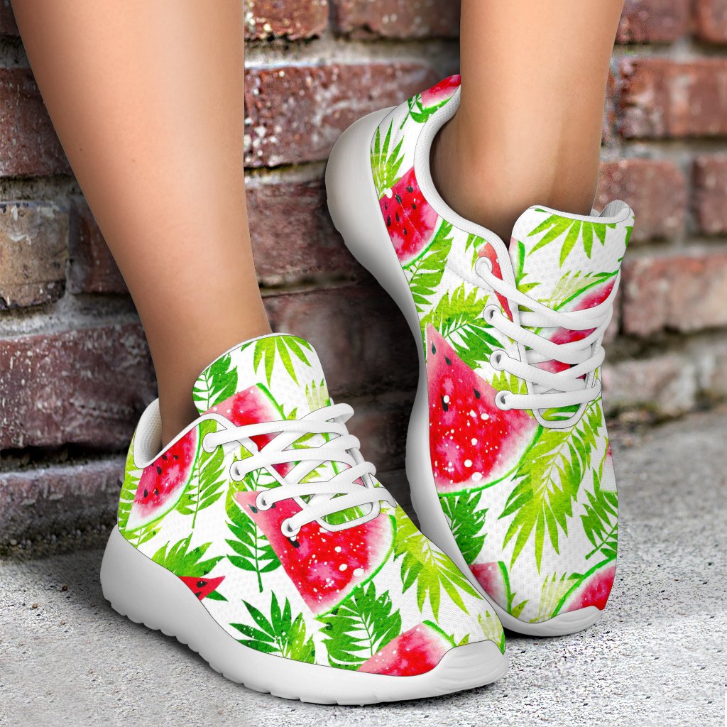 White Summer Watermelon Pattern Print Sport Shoes GearFrost