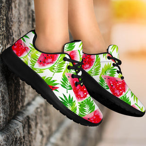 White Summer Watermelon Pattern Print Sport Shoes GearFrost