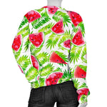 White Summer Watermelon Pattern Print Women's Crewneck Sweatshirt GearFrost