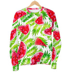 White Summer Watermelon Pattern Print Women's Crewneck Sweatshirt GearFrost