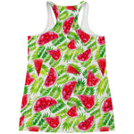 White Summer Watermelon Pattern Print Women's Racerback Tank Top