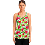 White Summer Watermelon Pattern Print Women's Racerback Tank Top