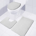 White Tattersall Pattern Print 3 Piece Bath Mat Set