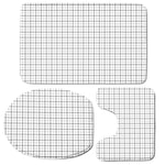 White Tattersall Pattern Print 3 Piece Bath Mat Set
