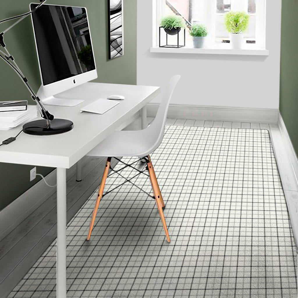 White Tattersall Pattern Print Area Rug