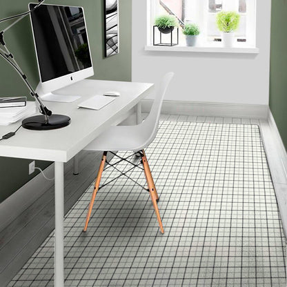 White Tattersall Pattern Print Area Rug