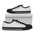 White Tattersall Pattern Print Black Low Top Sneakers