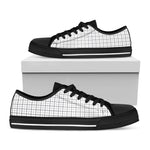 White Tattersall Pattern Print Black Low Top Shoes