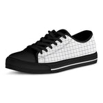 White Tattersall Pattern Print Black Low Top Shoes