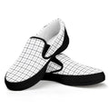 White Tattersall Pattern Print Black Slip On Sneakers