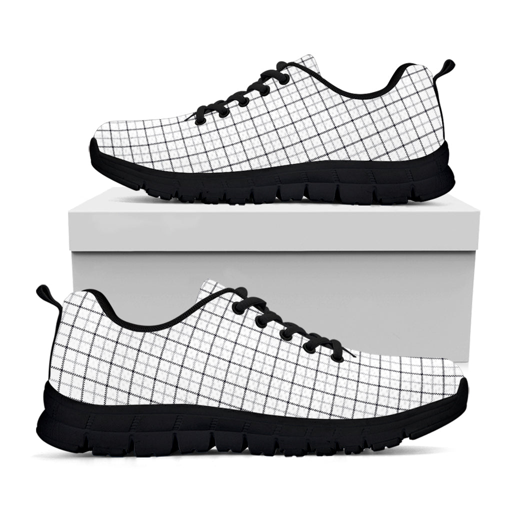 White Tattersall Pattern Print Black Sneakers