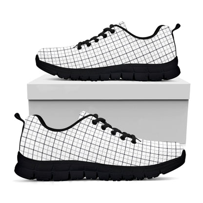 White Tattersall Pattern Print Black Sneakers