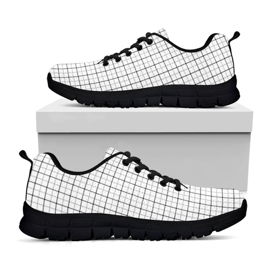 White Tattersall Pattern Print Black Sneakers