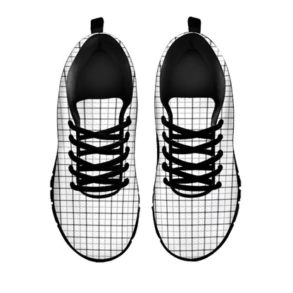 White Tattersall Pattern Print Black Sneakers