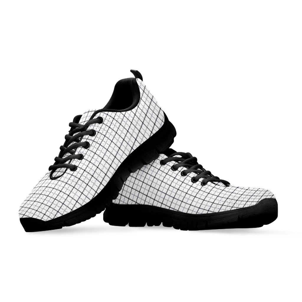 White Tattersall Pattern Print Black Sneakers