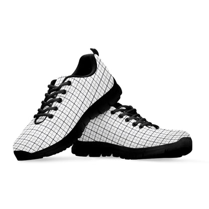 White Tattersall Pattern Print Black Sneakers