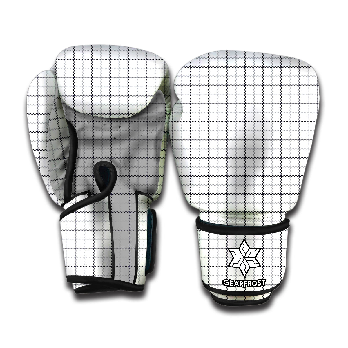 White Tattersall Pattern Print Boxing Gloves