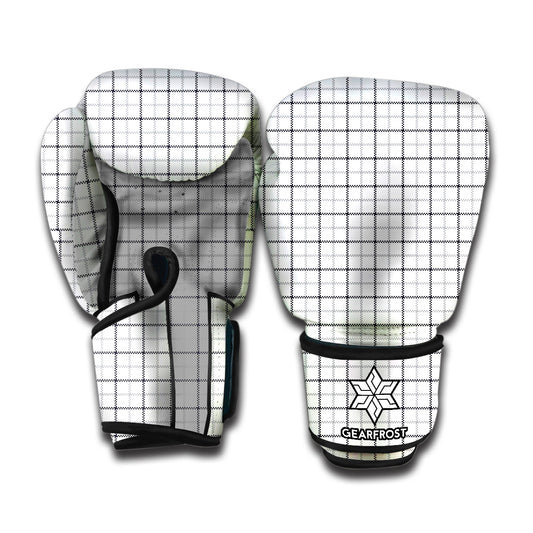 White Tattersall Pattern Print Boxing Gloves