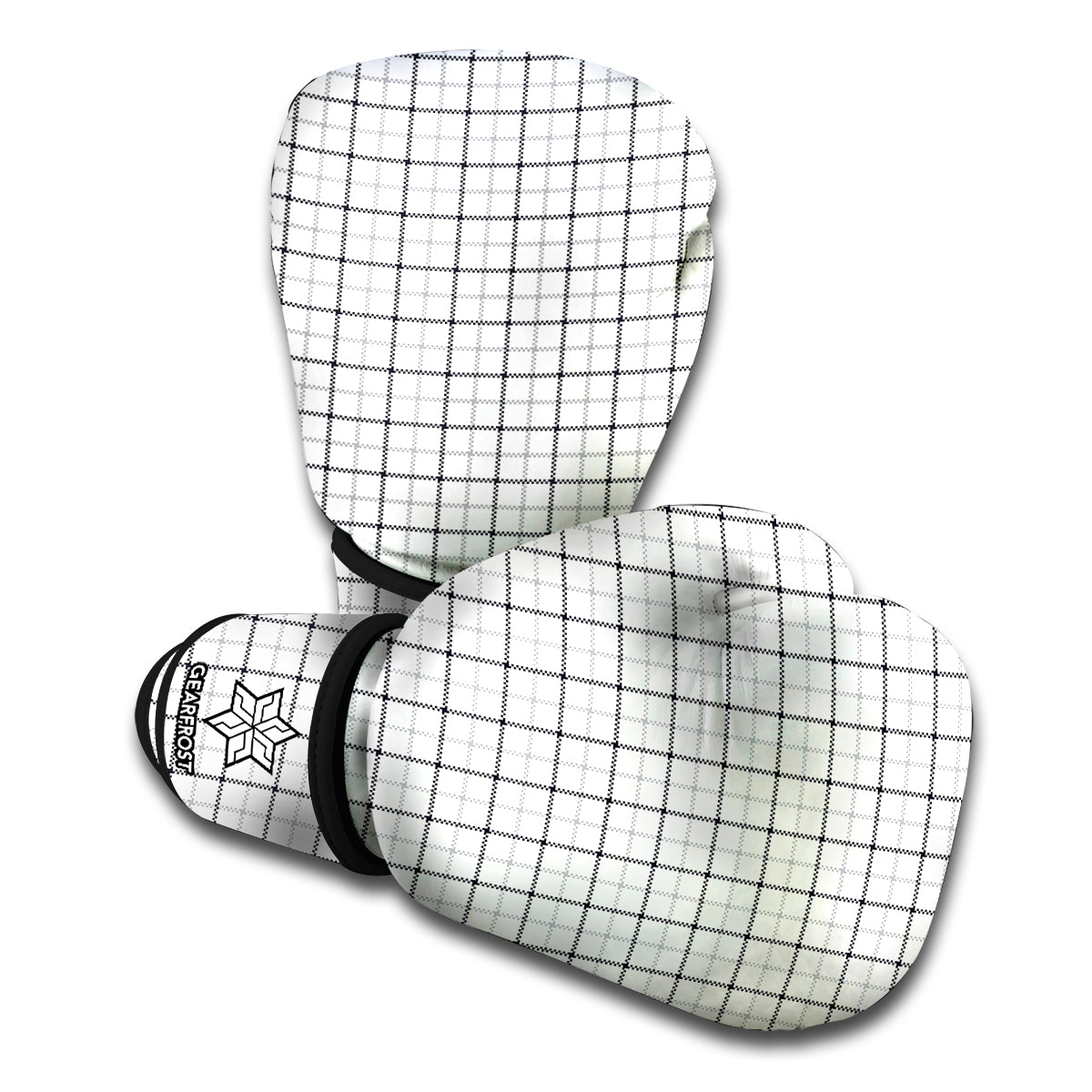 White Tattersall Pattern Print Boxing Gloves
