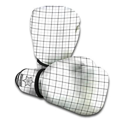 White Tattersall Pattern Print Boxing Gloves