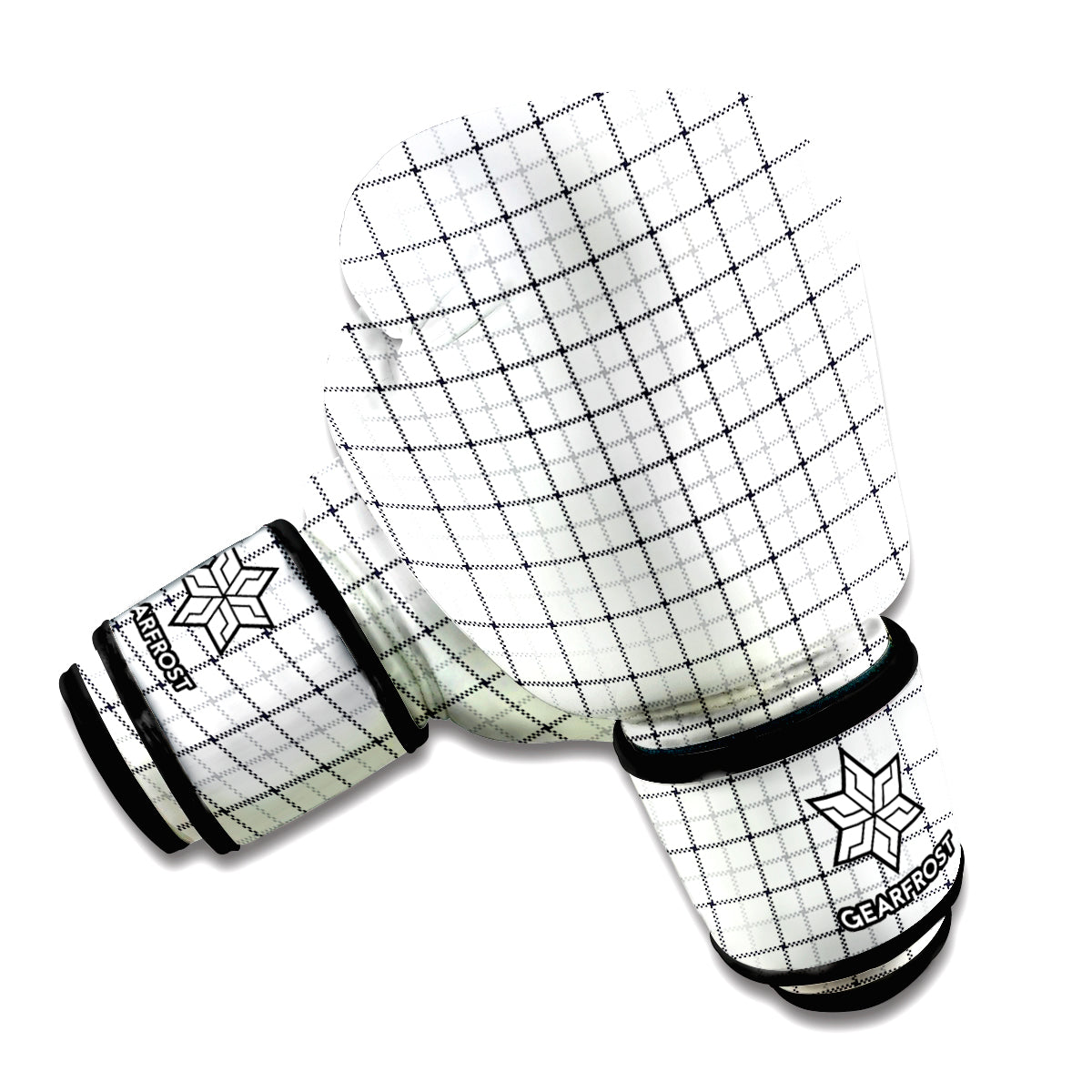 White Tattersall Pattern Print Boxing Gloves