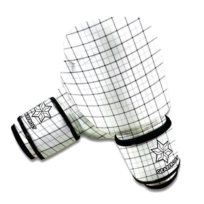 White Tattersall Pattern Print Boxing Gloves