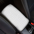 White Tattersall Pattern Print Car Center Console Cover