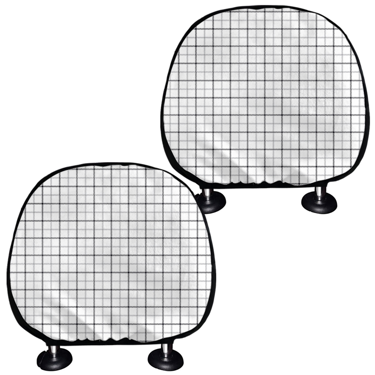 White Tattersall Pattern Print Car Headrest Covers